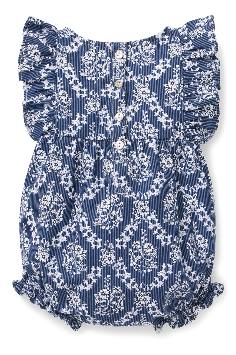 Kids' Ruffled Twill Romper, Alternate, color, NAVY