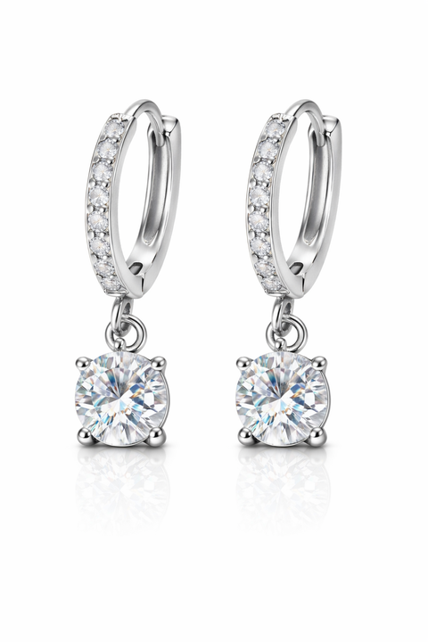 Crystal Huggie Drop Hoop Earrings