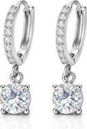 Donatello Gian Crystal Huggie Drop Hoop Earrings