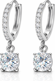 Donatello Gian Crystal Huggie Drop Hoop Earrings