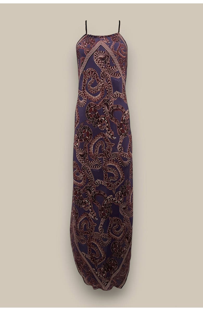 Monzlapur Silk Snake Scarf Maxi Dress, Alternate, color,