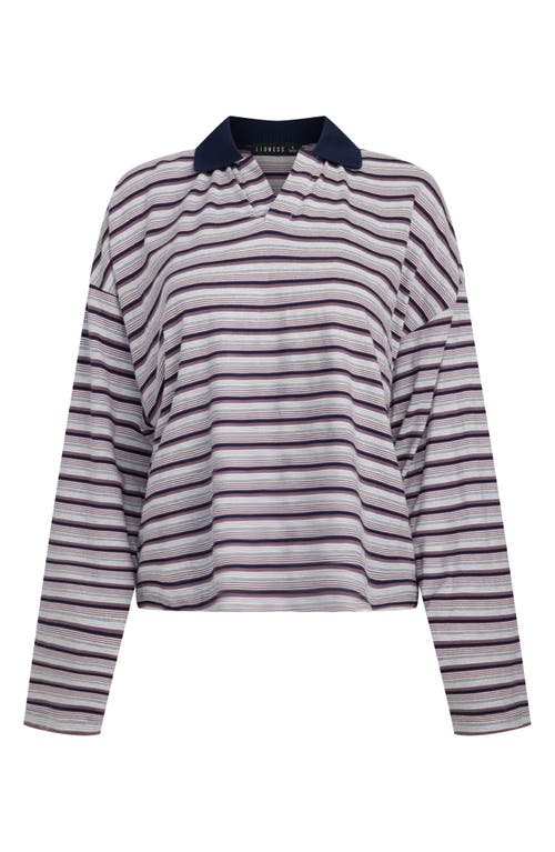 Lioness Rebels Stripe Long Sleeve Oversize Polo In Multi