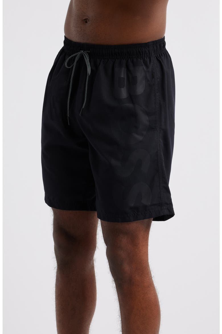 Orca Logo Graphic Swim Trunks, Alternate, color, BLACK
