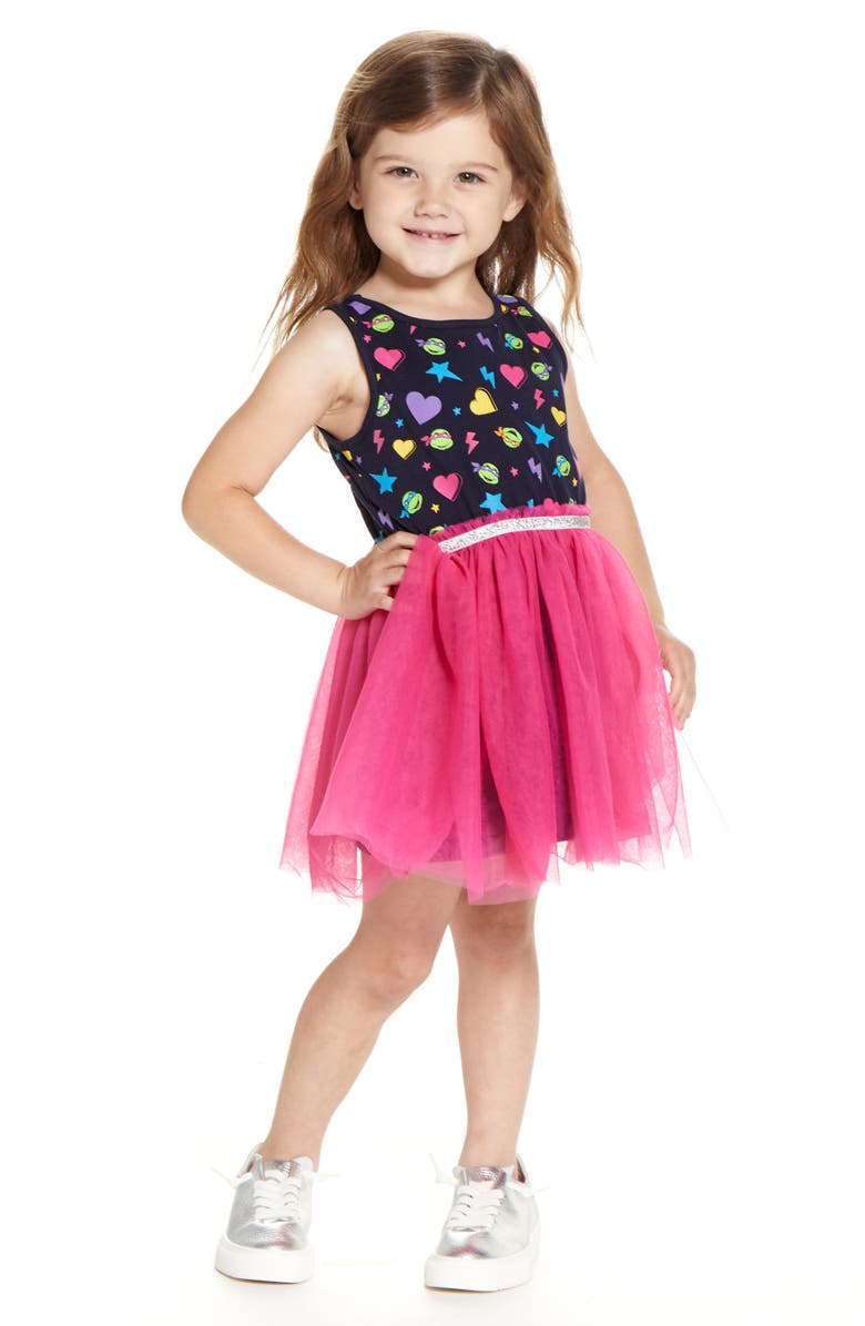 Andy & Evan x Teenage Mutant Ninja Turtles<sup>®</sup> Sweatshirt & Tutu Tank Dress Set, Alternate, color, Pink Multi