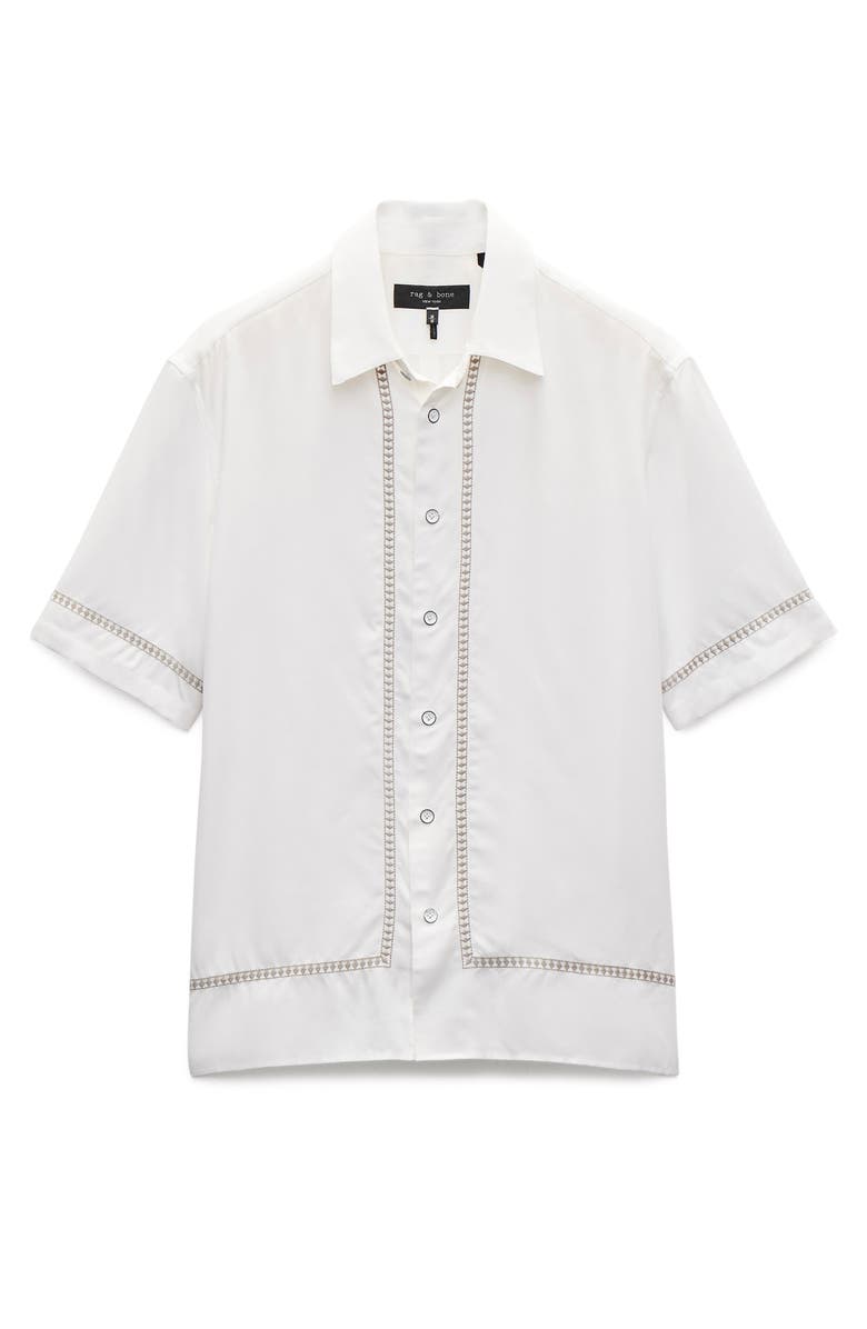rag & bone Dalton Embroidered Short Sleeve Button-Up Shirt, Alternate, color, White