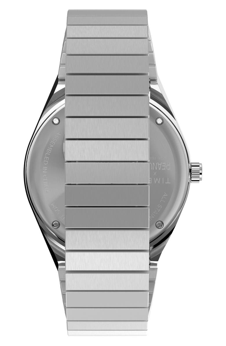 Timex<sup>®</sup> Peanuts<sup>®</sup> x Q Timex<sup>®</sup> 36mm Stainless Steel Expansion Band Watch, Alternate, color, Stainless Steel