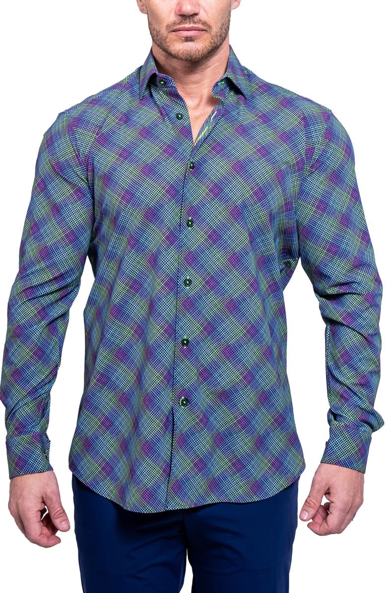 Maceoo Fibonacci Resistance Blue Contemporary Fit Cotton Button-Up Shirt, Main, color, 