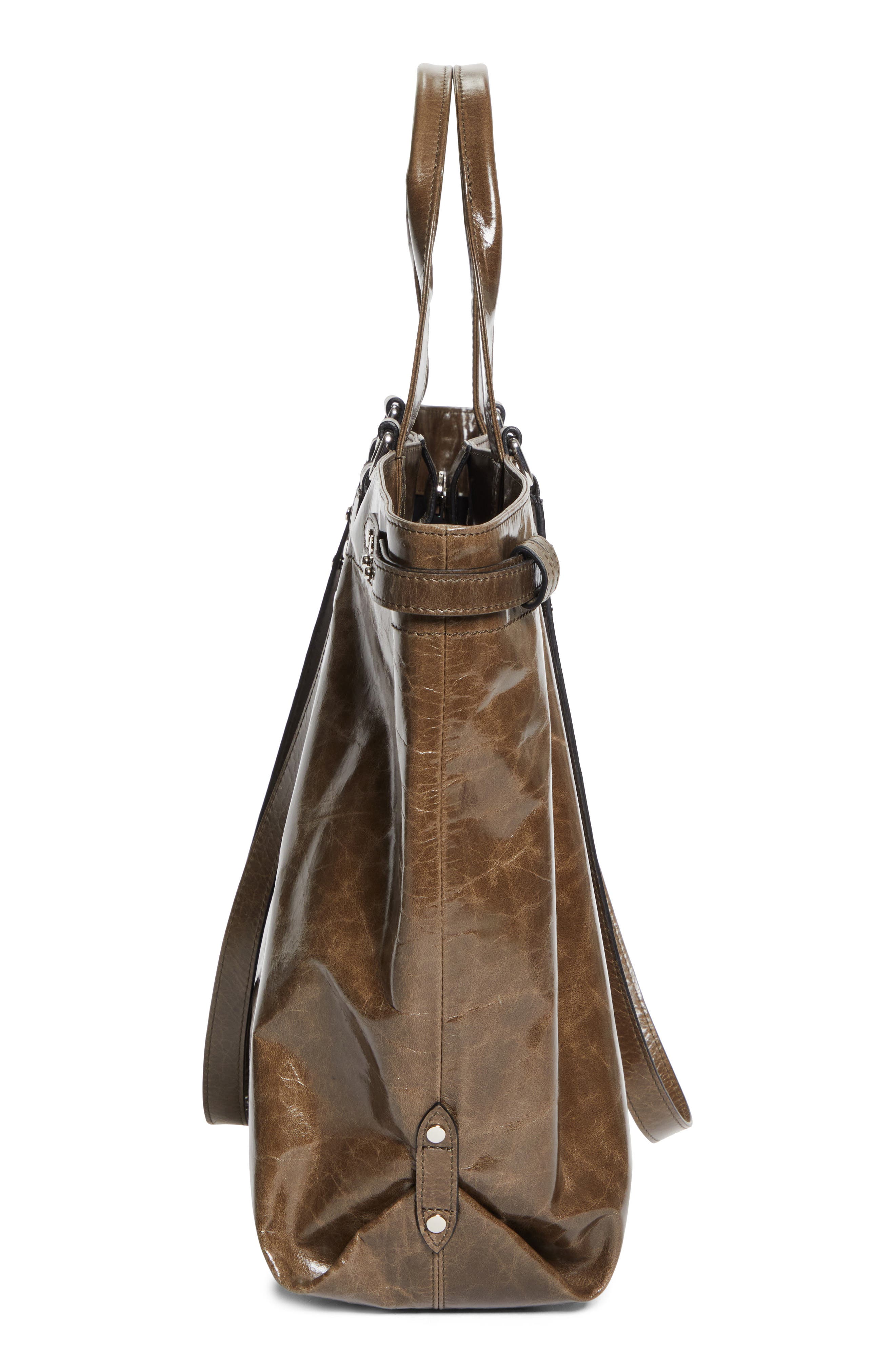 Isabel Marant Winna Leather Tote, Alternate, color, Moss Green