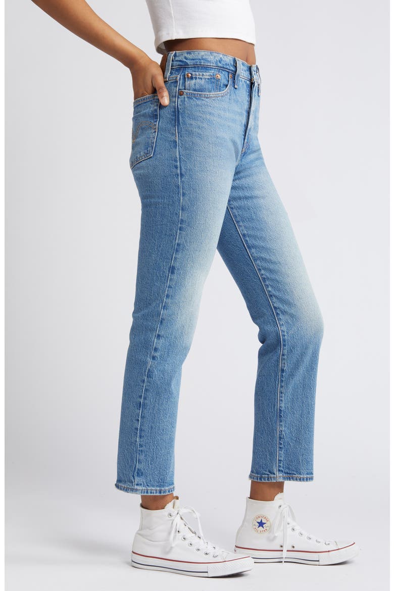 Wedgie High Waist Straight Leg Jeans, Alternate, color, CALLING ALL BLUES