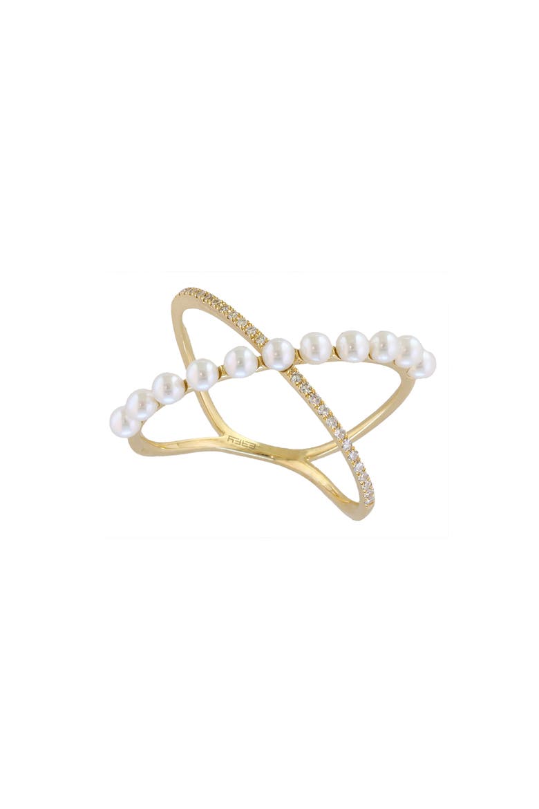 Diamond & Freshwater Pearl Ring, Main, color, WHITE