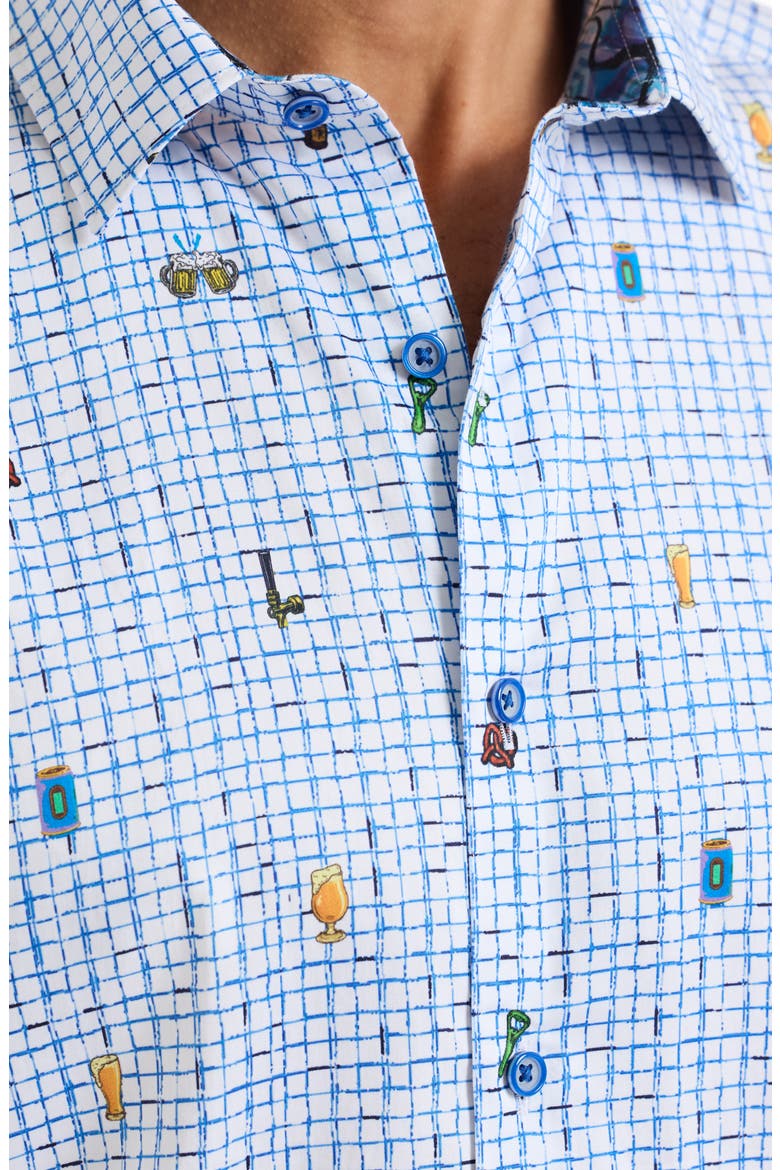 Brew & Chew Short Sleeve Button-Up Shirt, Alternate, color, WHITE