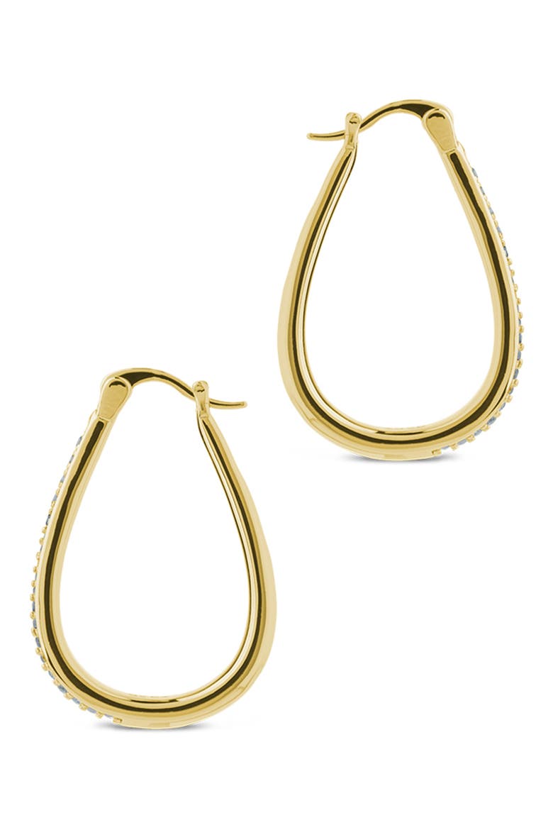 Cheryl Pavé Cubic Zirconia Teardrop Hoop Earrings, Alternate, color, GOLD