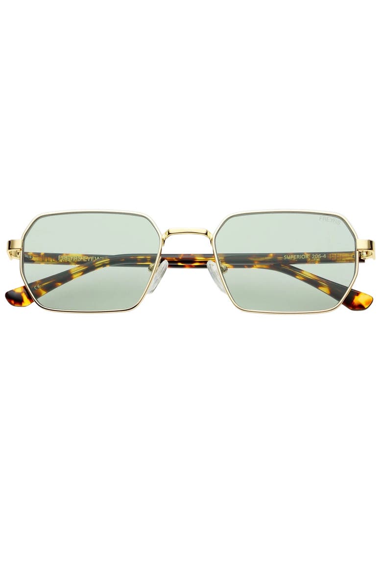 Superior Rectangular Unisex Sunglasses, Main, color, Gold / Green