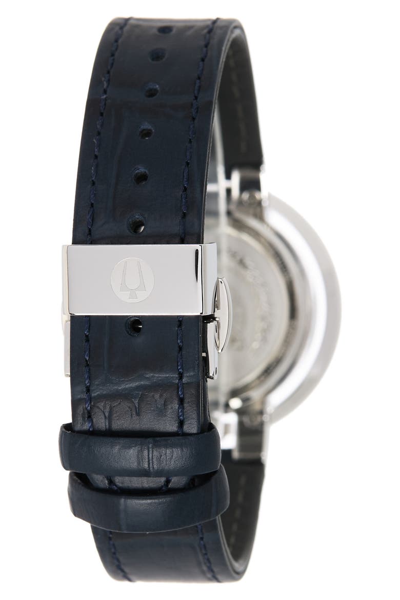 Women's Rubaiyat Diamond Accent Leather Strap Watch, 40mm - 0.36 ctw, Alternate, color, BLUE