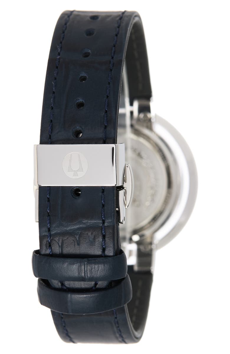 BULOVA Women's Rubaiyat Diamond Accent Leather Strap Watch, 40mm - 0.36 ctw, Alternate, color, Blue