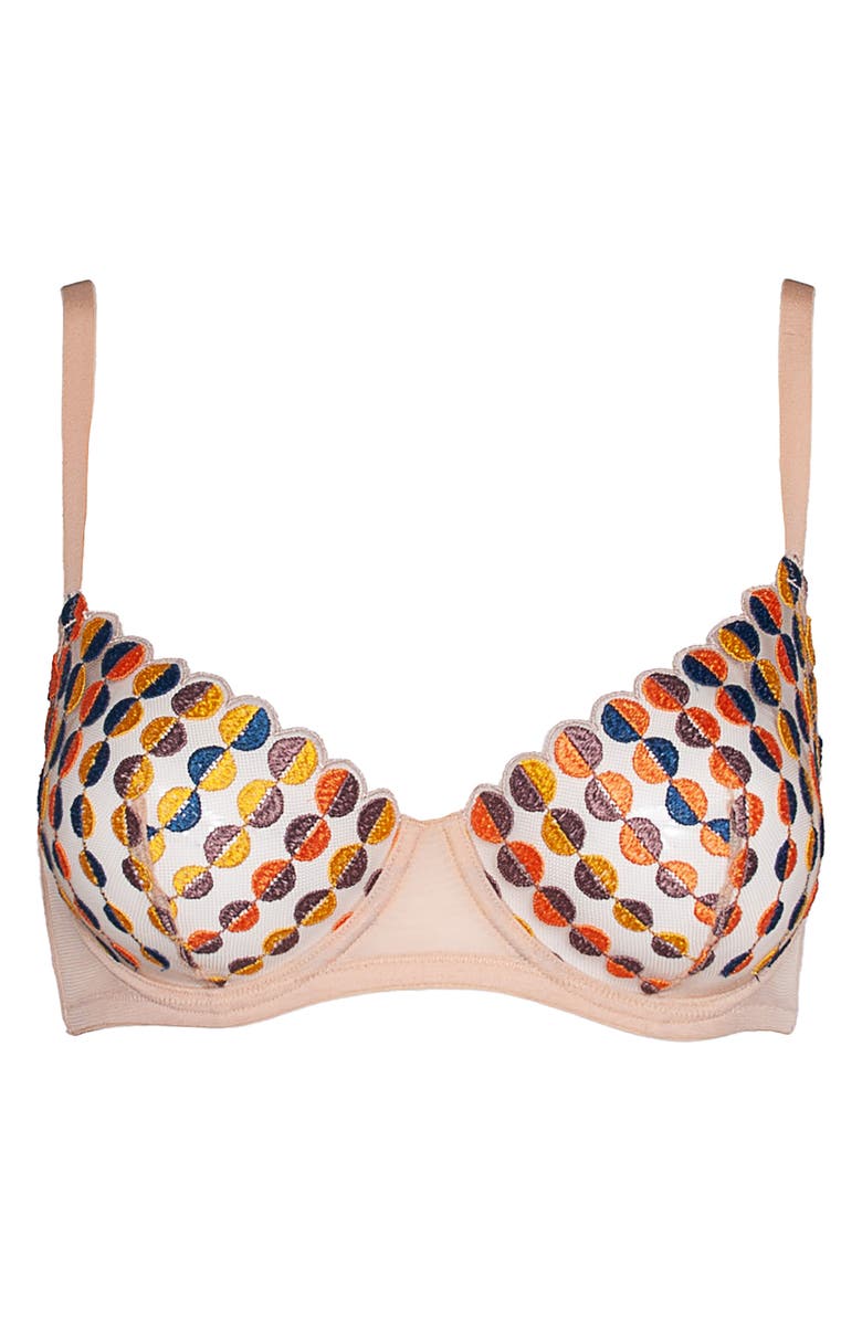 Huit Deco Dots Underwire Balconette Bra, Alternate, color, Forest Green