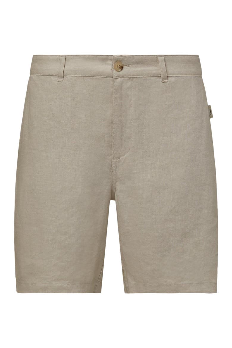 Linen Fixed-Waist Short, Alternate, color, STONE