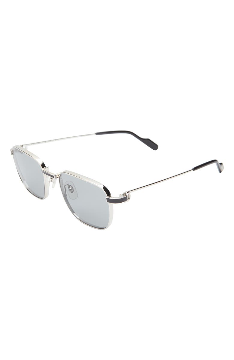 Cartier 54mm Rectangular Sunglasses, Alternate, color, Silver