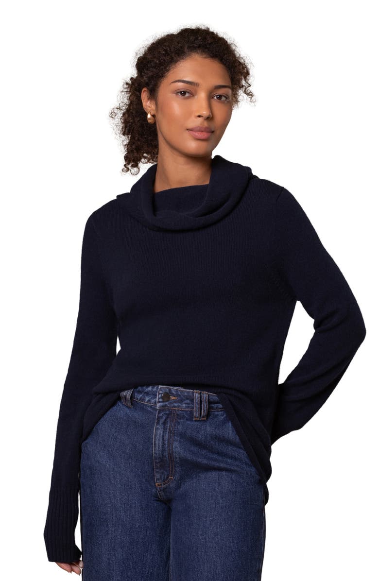 Celtic & Co. British Supersoft Slouchy Cowl Neck, Main, color, Dark Navy