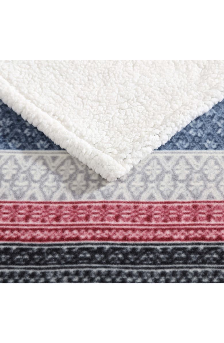 Eddie Bauer Fair Isle Plaid Faux Shearling Throw Blanket, Alternate, color,