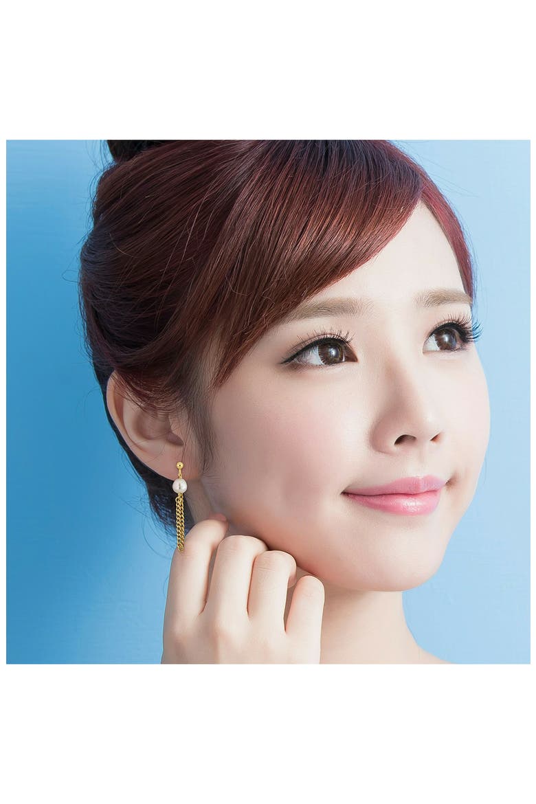 8-8.5mm Cultured Freshwater Pearl Front/Back Earrings, Alternate, color, WHITE
