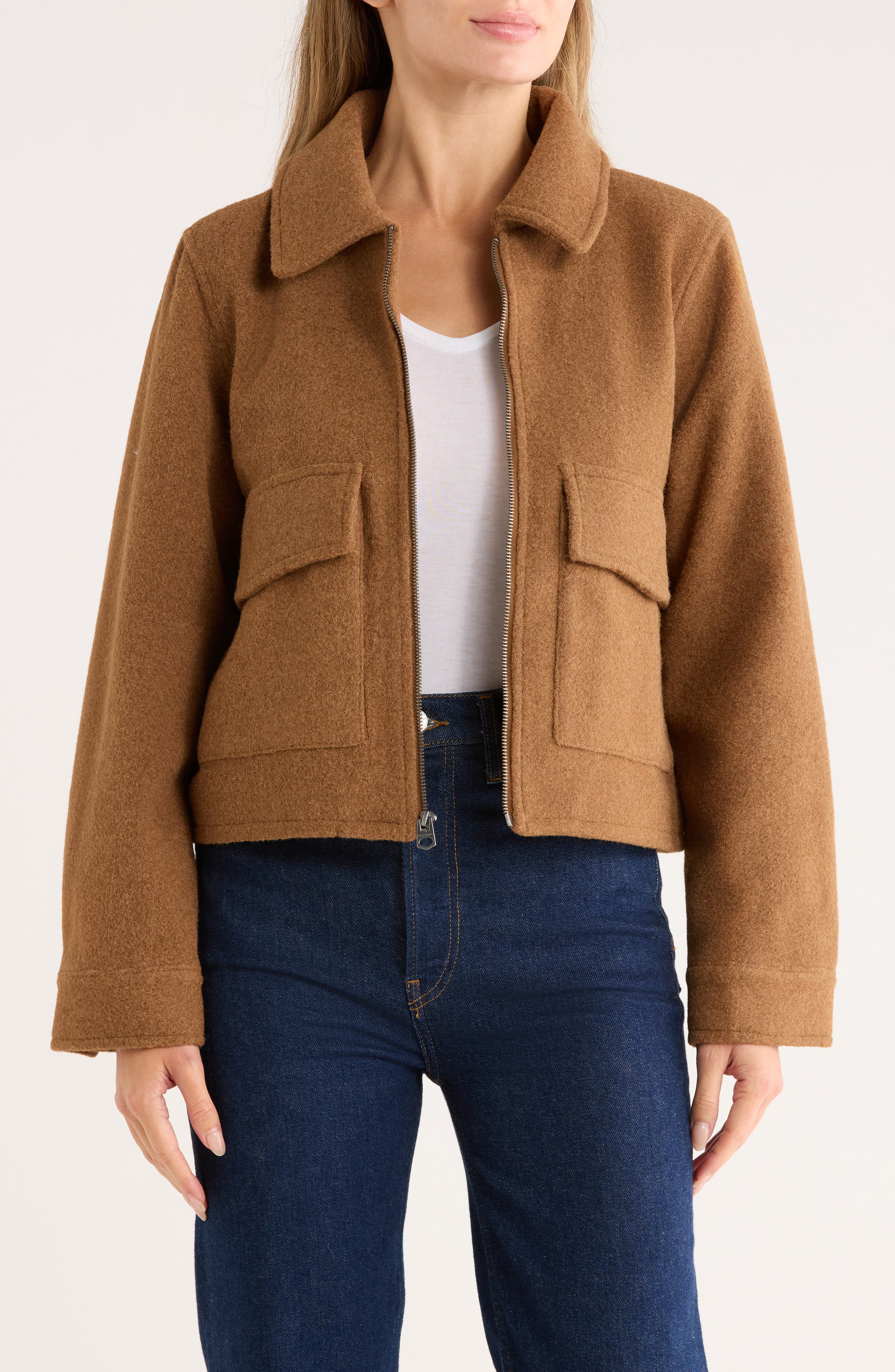 Lucky Brand Missy Zip Up Crop Jacket