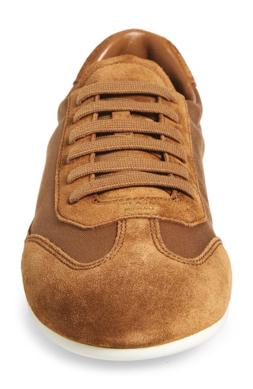 Prada Mixed Media Low Top Sneaker In Brown