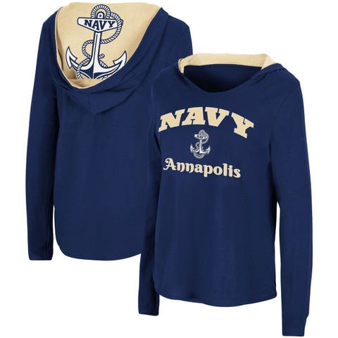 Women's Colosseum Navy Navy Midshipmen Catalina Hoodie Long Sleeve T-Shirt