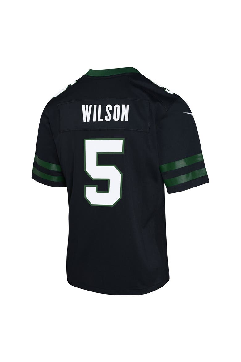 Youth Nike Garrett Wilson Legacy Black New York Jets Alternate Game Jersey, Alternate, color, Black