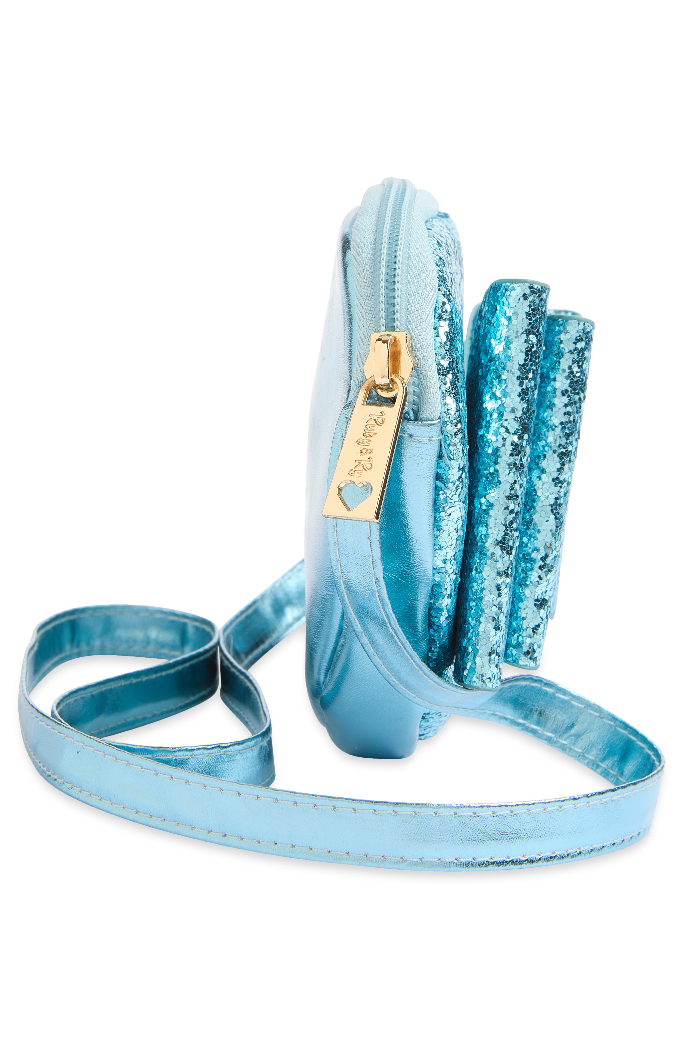 Kids' Glitter Heart Crossbody Bag, Alternate, color, ICY BLUE