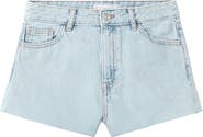 MANGO TEEN Raw Hem Low Rise Denim Shorts