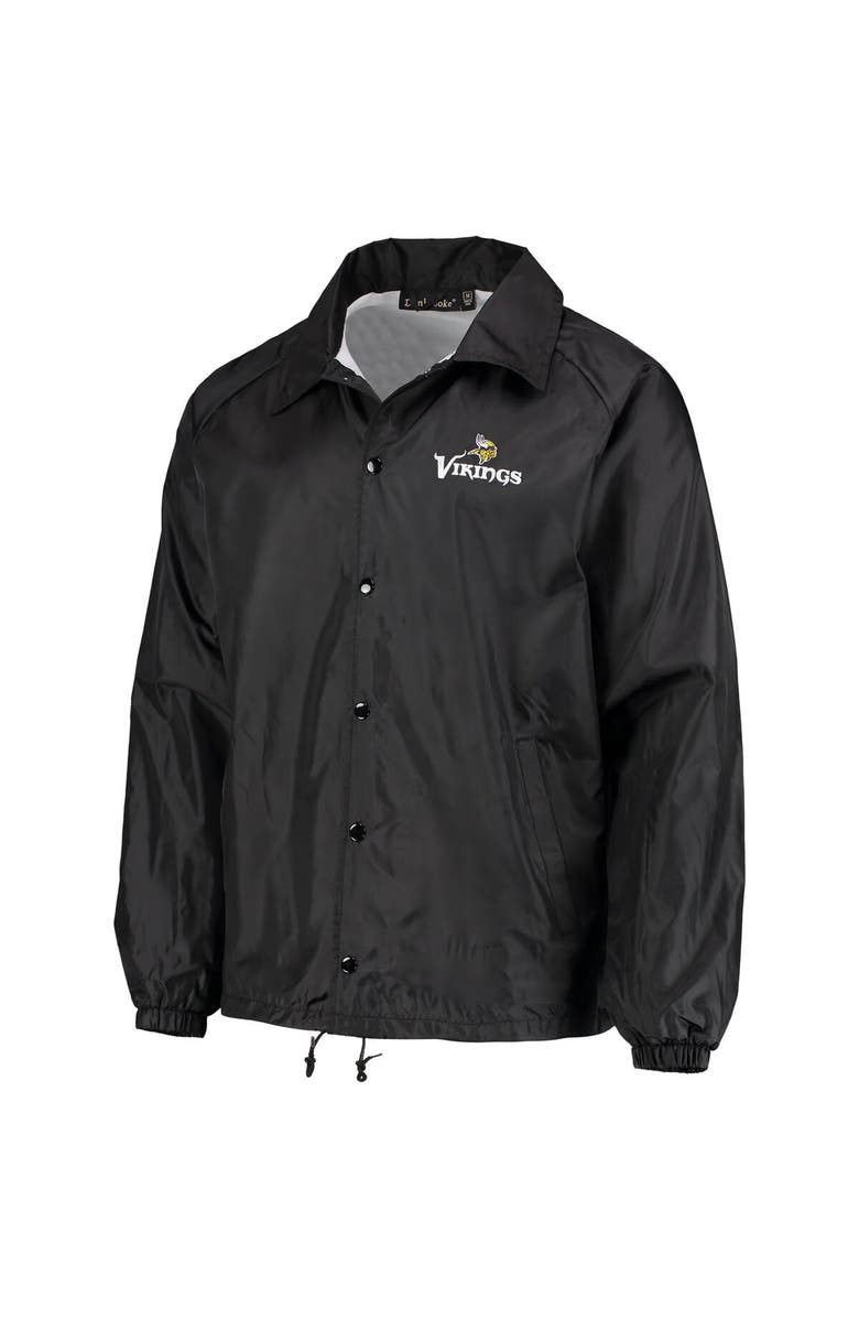 DUNBROOKE Men's Black Minnesota Vikings Coaches Classic Raglan Full-Snap Windbreaker Jacket, Alternate, color, Black