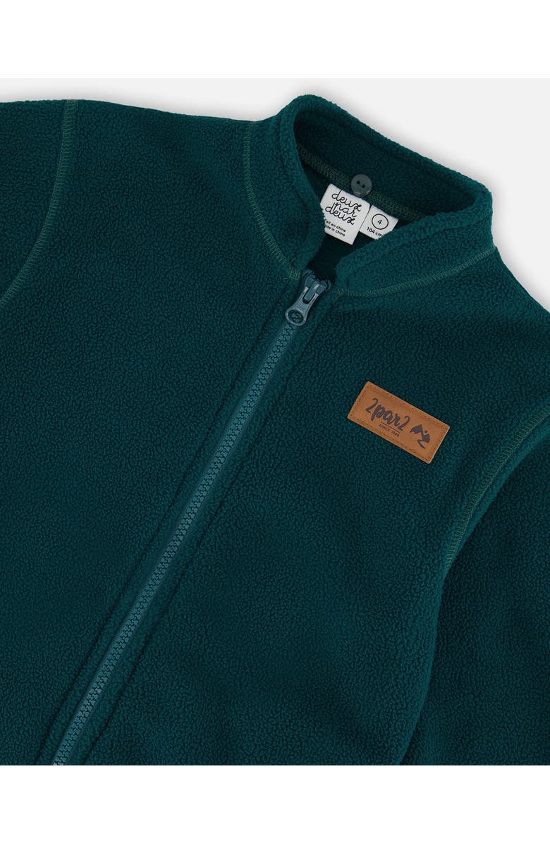 Deux par Deux Boy's 3-In-1 Mid-Season Outerwear Set With Colorblock Jacket Forest Green And Orange, Alternate, color,