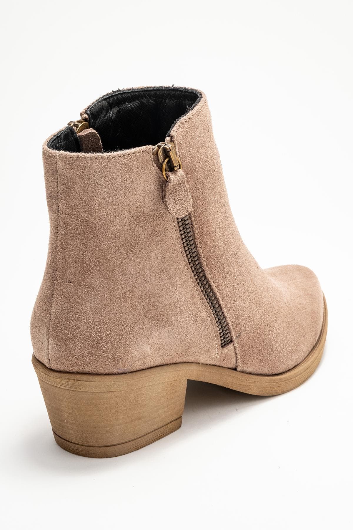 Jayer Leather Double-Zip Block Heel Boot, Alternate, color, Light Brown Suede Leather