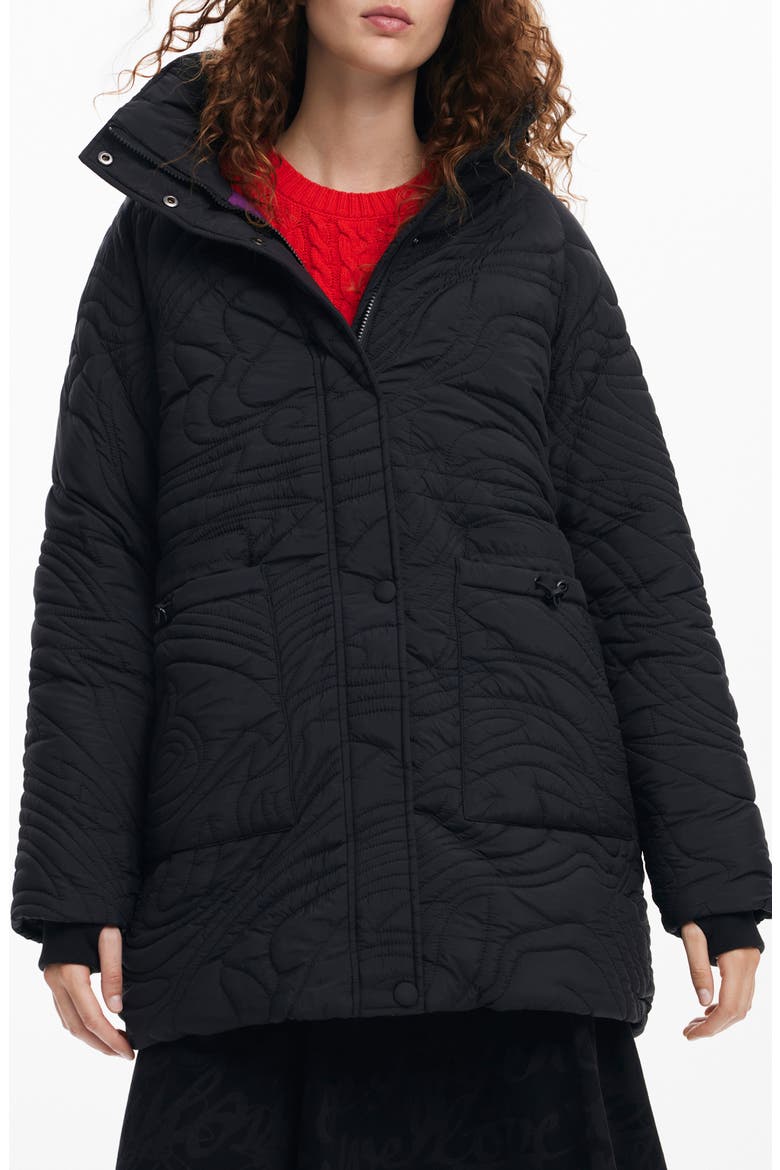 Aarhus Quilted Coat, Main, color, BLACK