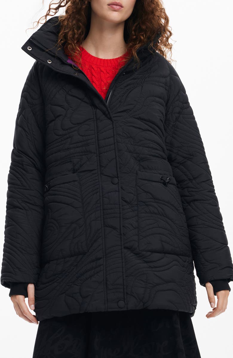 Desigual Aarhus Quilted Coat, Main, color, 