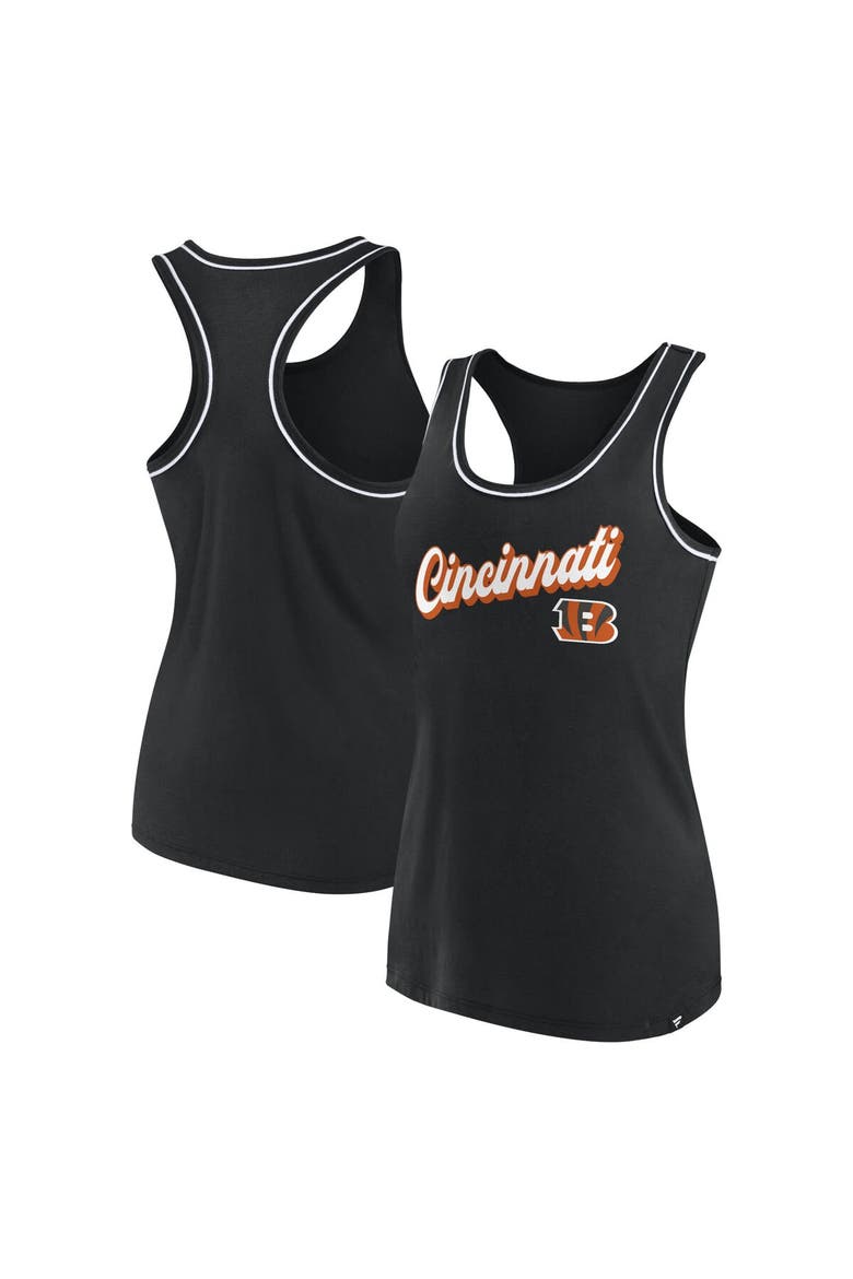 Women's Fanatics Branded Black Cincinnati Bengals Wordmark Logo Racerback Scoop Neck Tank Top, Main, color, Black