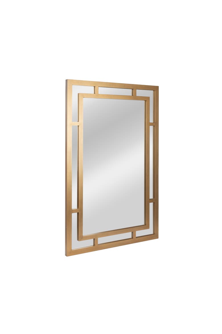 Vintage Wall Mirror with Geometric Art Deco Frame, Main, color, Gold