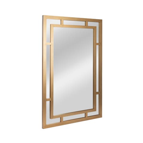 Vintage Wall Mirror with Geometric Art Deco Frame
