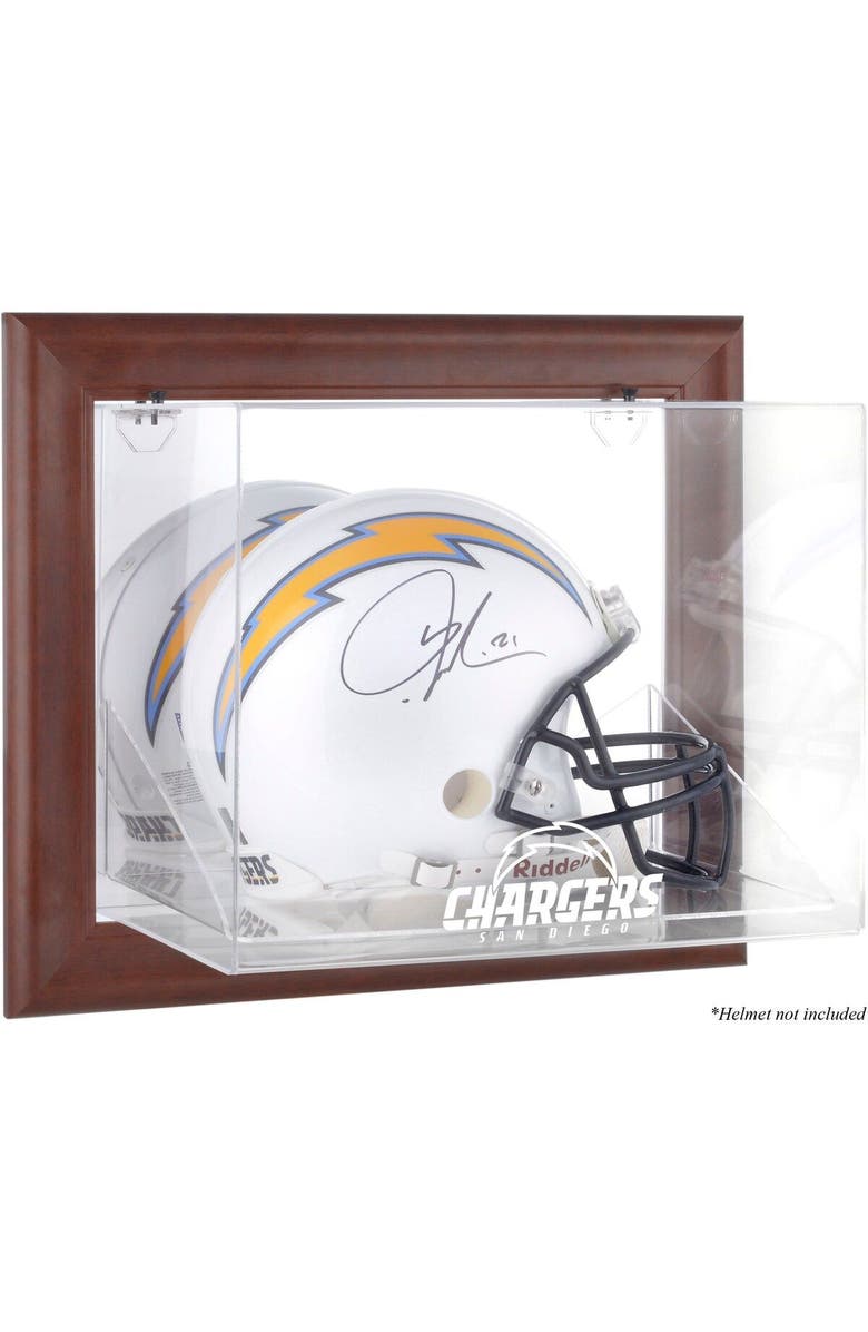 FANATICS AUTHENTIC San Diego Chargers Brown Framed Wall-Mountable Logo Helmet Case, Main, color, 