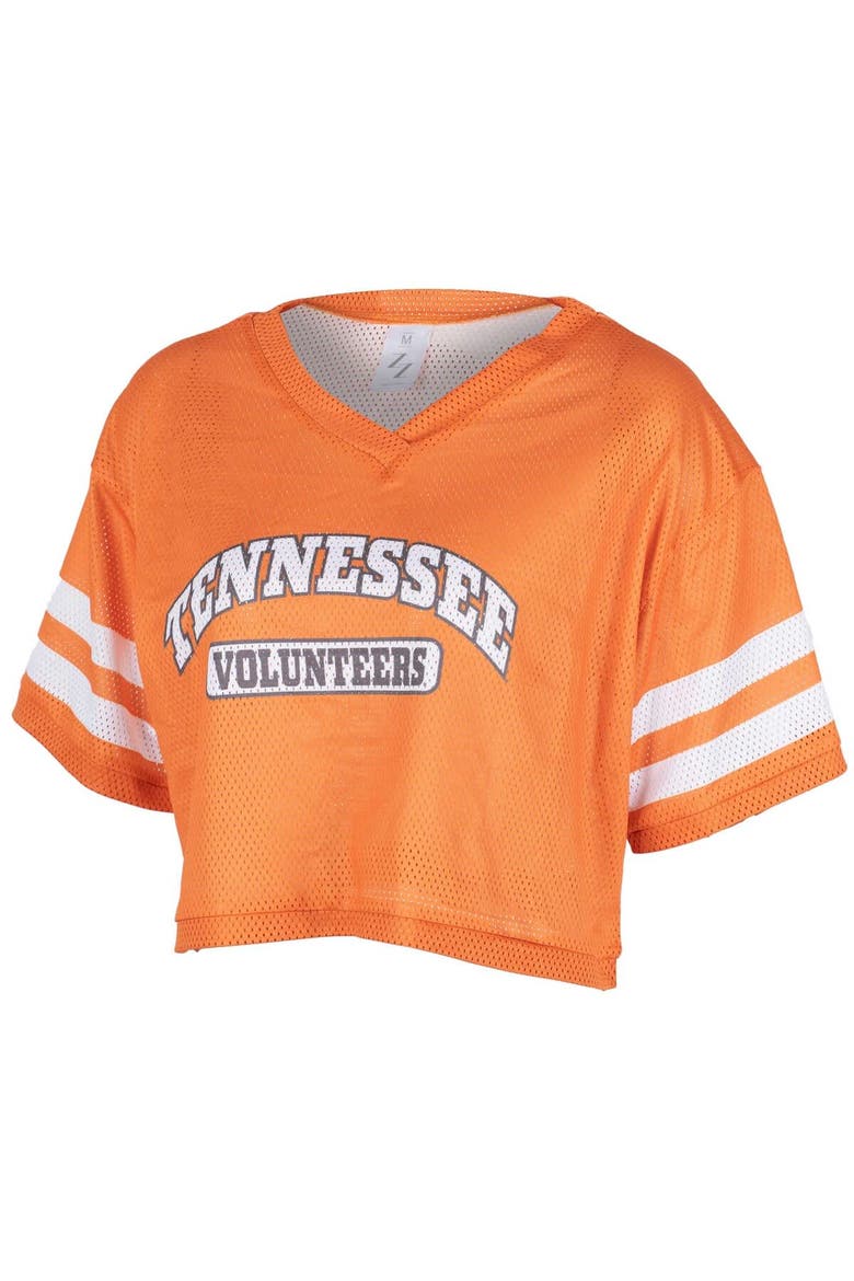 Women's ZooZatz Tennessee Orange Tennessee Volunteers Mesh Cropped V-Neck T-Shirt, Main, color, Tennessee Orange