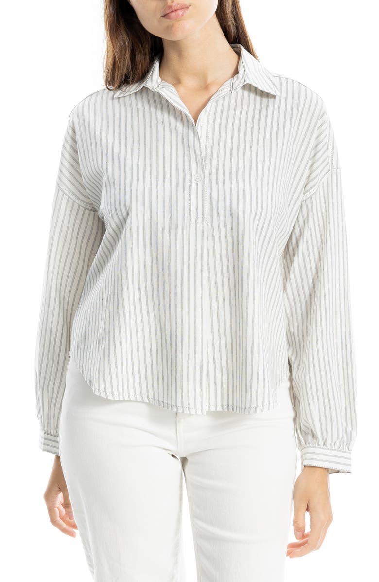 MAX STUDIO Three-Quarter Sleeve Top, Main, color, Cmbkts18-Cream/ Black Stripe