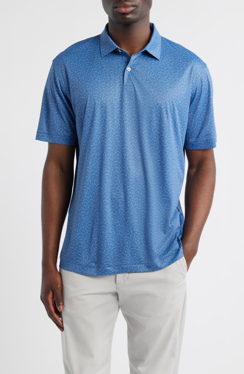 Peter Millar Featherweight Golf Headcover Print Performance Polo, Main, color, Windsor Blue
