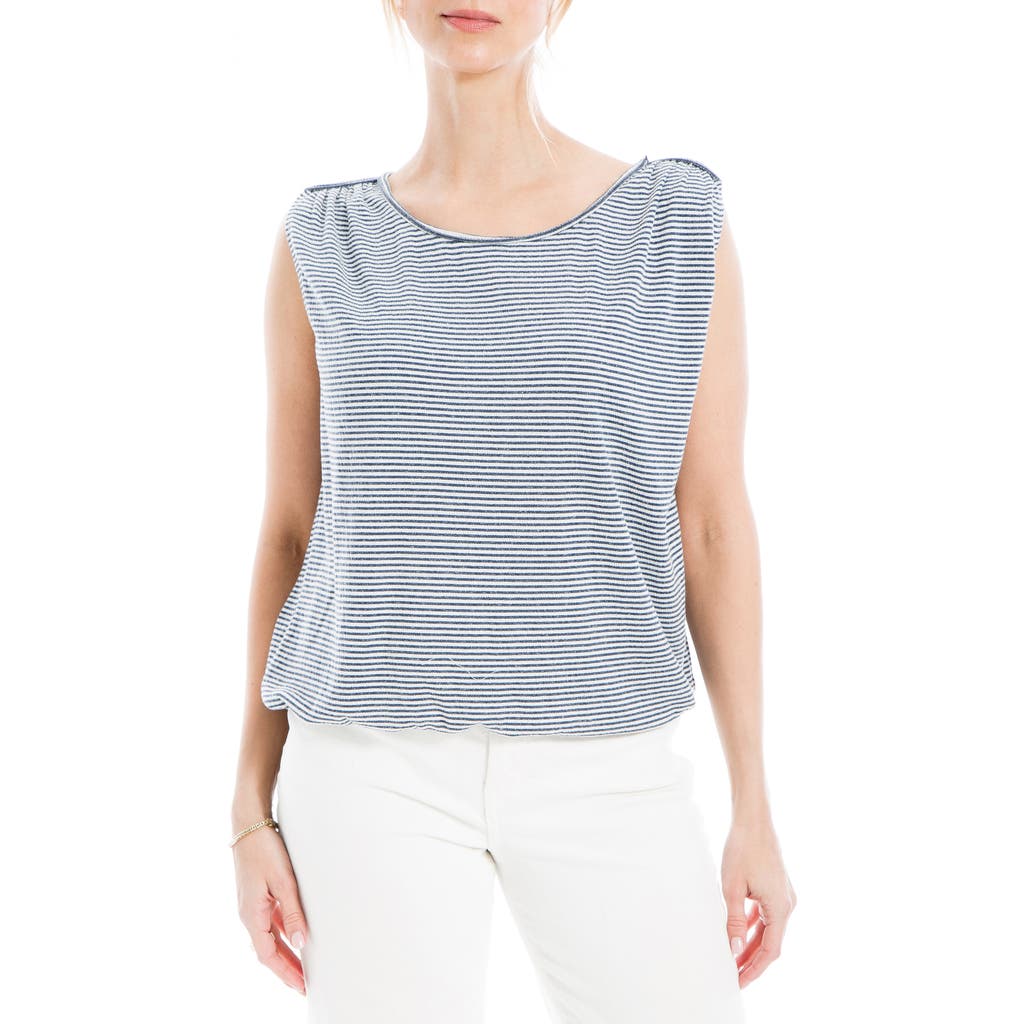 Max Studio Stripe Cinched Shoulder Tank Top In Brown
