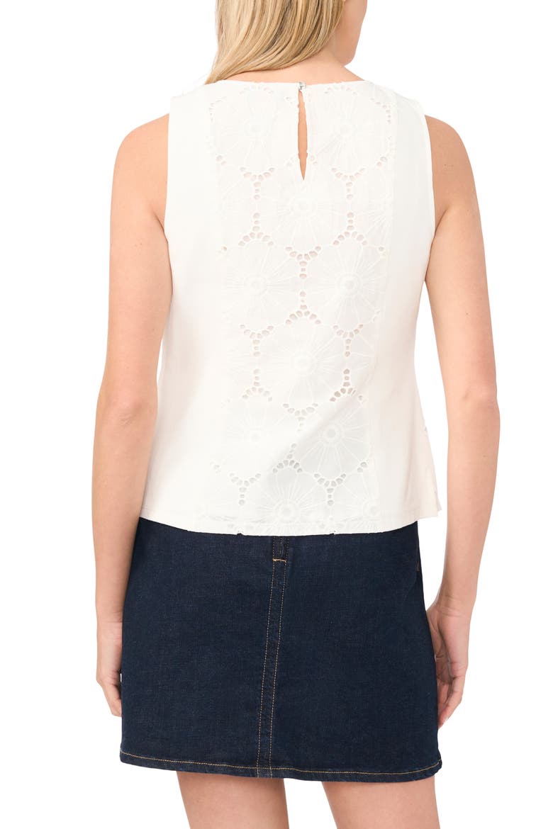 Floral Embroidered Sleeveless Cotton Top, Alternate, color, ULTRA WHITE