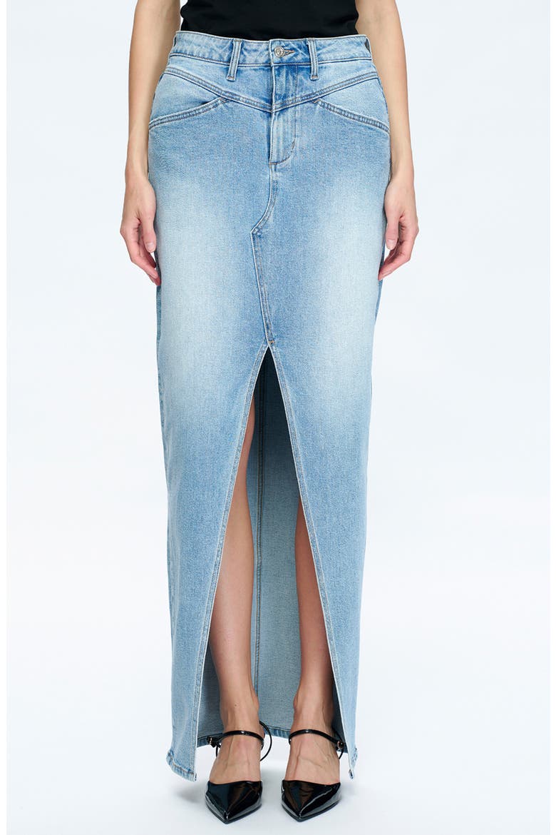 Lauren Mid Rise Front Slit Maxi Skirt, Main, color, PERIWINKLE BLUE
