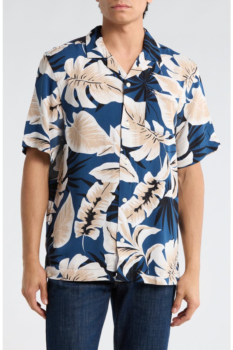 Tropical Print Camp Shirt, Main, color, SARGASSO SEA