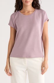 T Tahari Extended Shoulder Crewneck Scuba Knit T-Shirt