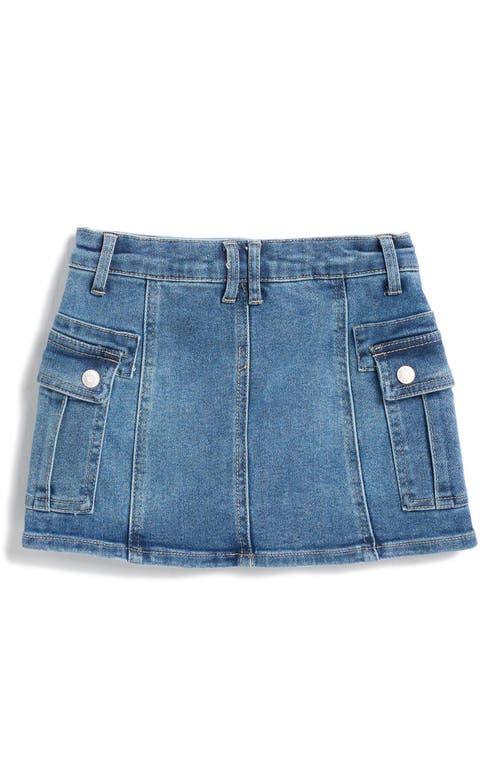 Shop Tractr Kids' Cargo Denim Skirt In Med Wash