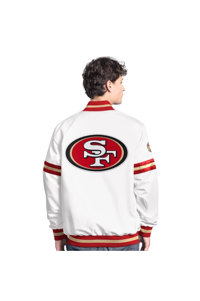 Men's Starter  White San Francisco 49ers Scout Full-Snap Varsity Jacket, Alternate, color, White